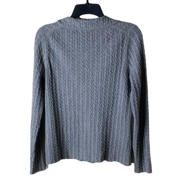 Boden Cable Knit Cardigan Wool Sweater Women Size 8 Long Sleeves Collared Gray - Picture 5 of 9